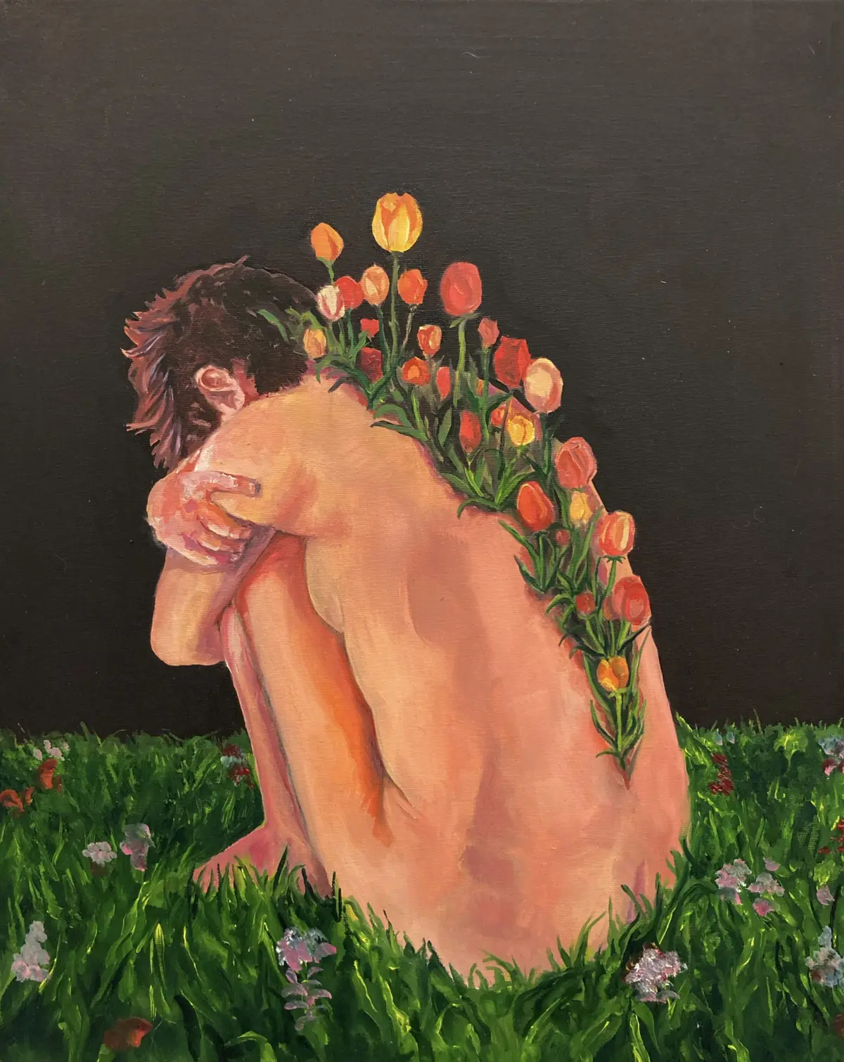 Repotting oil painting
