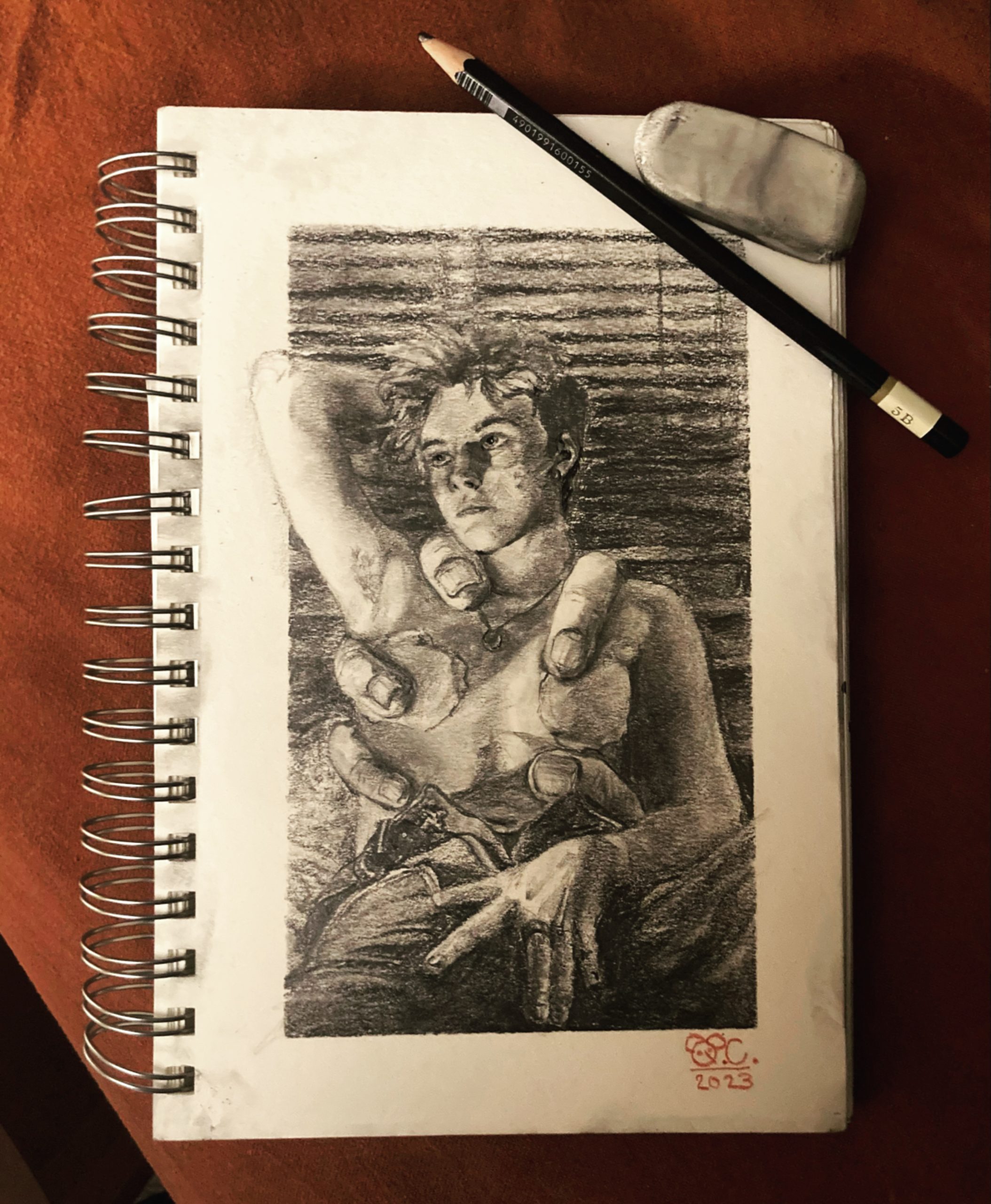 Get a Grip - 2023 Graphite on Paper, 5 x 8" Prints available
